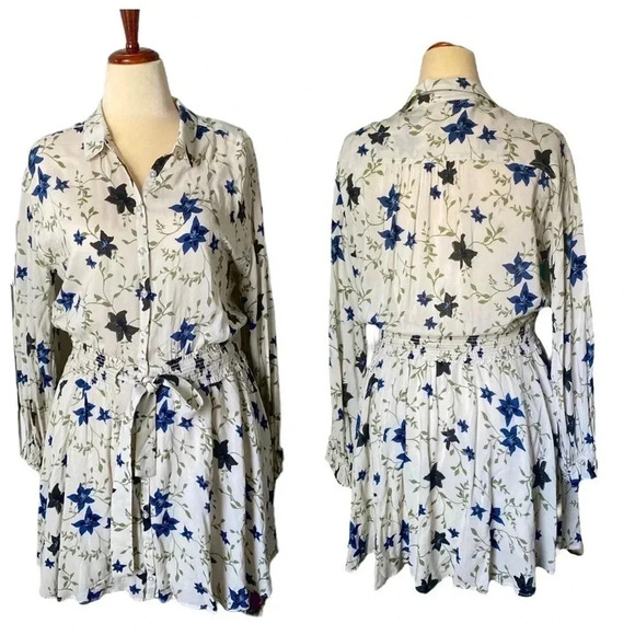 FREE PEOPLE | Lighten Up Tea Combo Floral Print Mini Shift Dress Size M - Picture 7 of 12